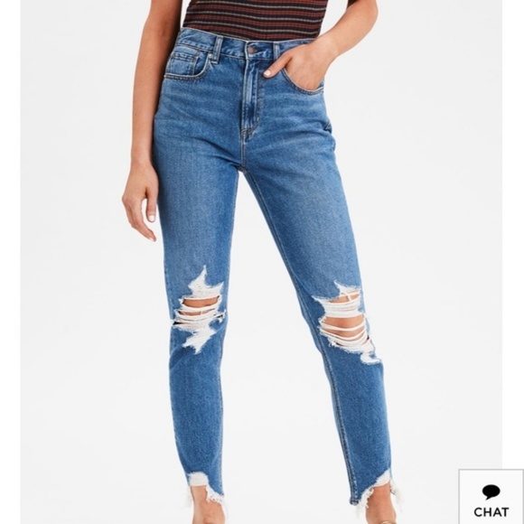 american eagle distressed mom jeans